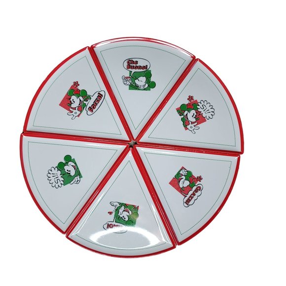 Disney Vintage minnie and mickey mouse Italian word pizza plates full set of 6 - Picture 9 of 10